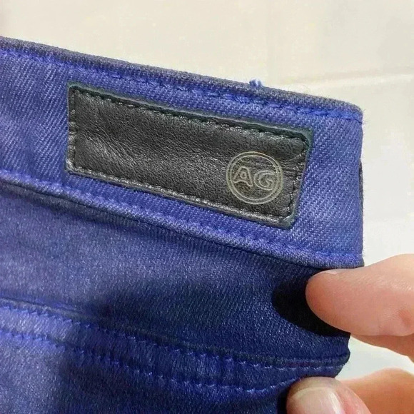 AG‎ Adriano Goldschmied Women's Coated Denim Moto Jeans 27R Mariner - Picture 9 of 10